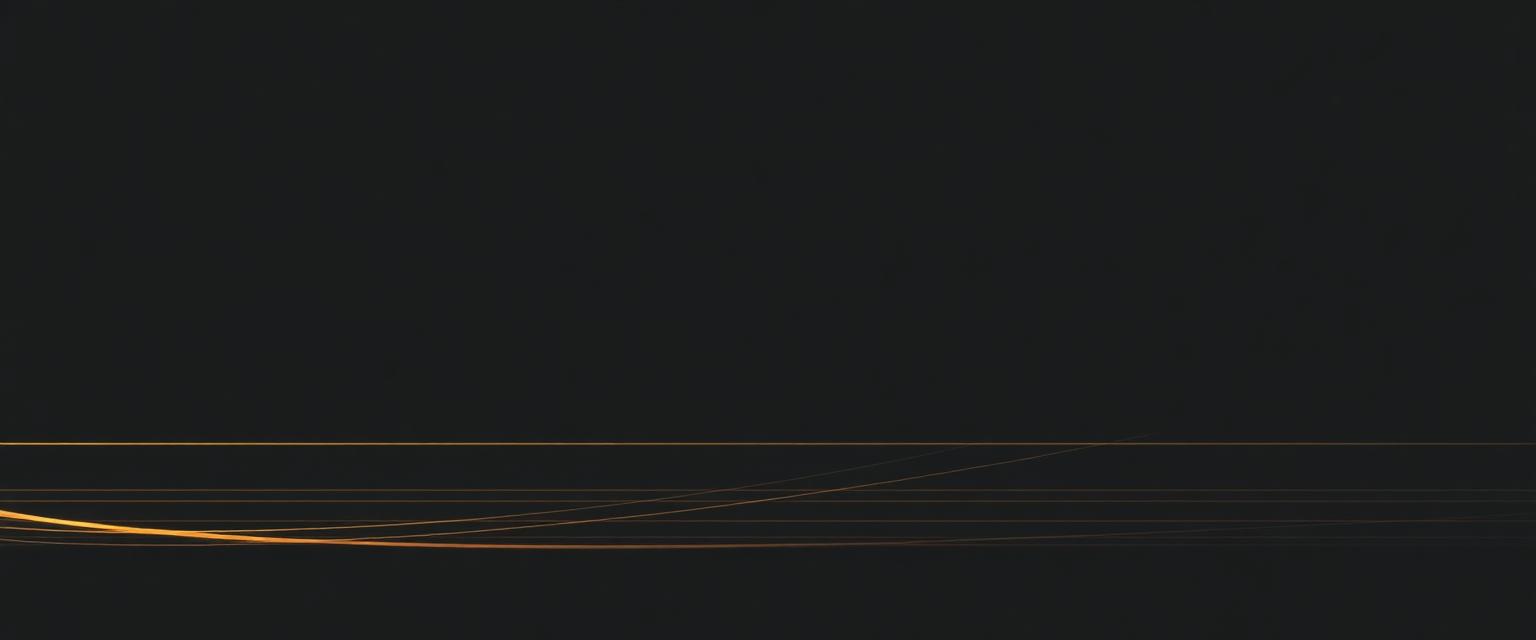 Abstract amber speed lines sweeping across a dark background like a fast interface